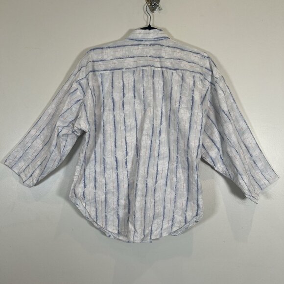 Sitting Pretty California Button Front Cotton Shirt Tie-Dye Stripe MultiColor L - Picture 8 of 10